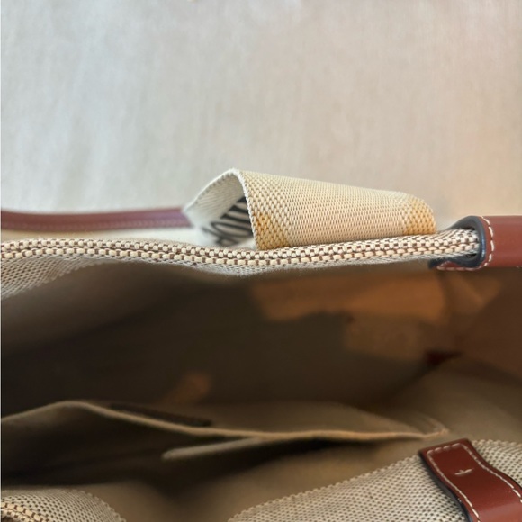Chloe large woody tote bag in linen, cream with brown leather detail - Picture 6 of 11